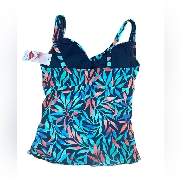 Lands End‎ underwire tankini top floral sea navy leaves size 4 NWT palm v neck - Picture 3 of 8